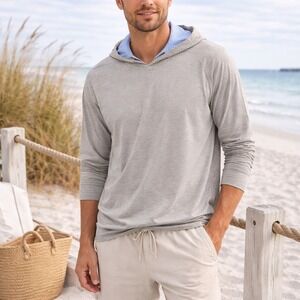 Coastal Crew Hooded Pullover Sweatshirt Bamboo Blend Soft Stretch Men's XL Gray